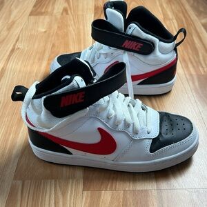 Nike Kids' Black and White Sneakers with Red Accents
